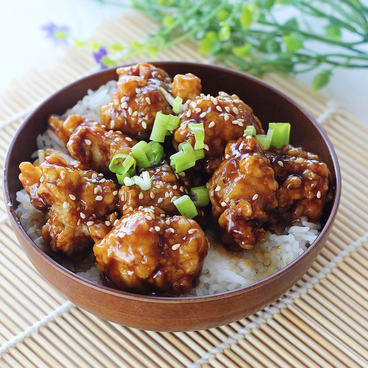 crispy fried chicken with honey garlic glaze