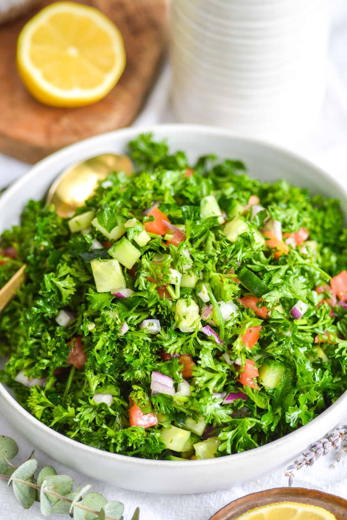 rustic tabbouleh with whole grains in a bowl