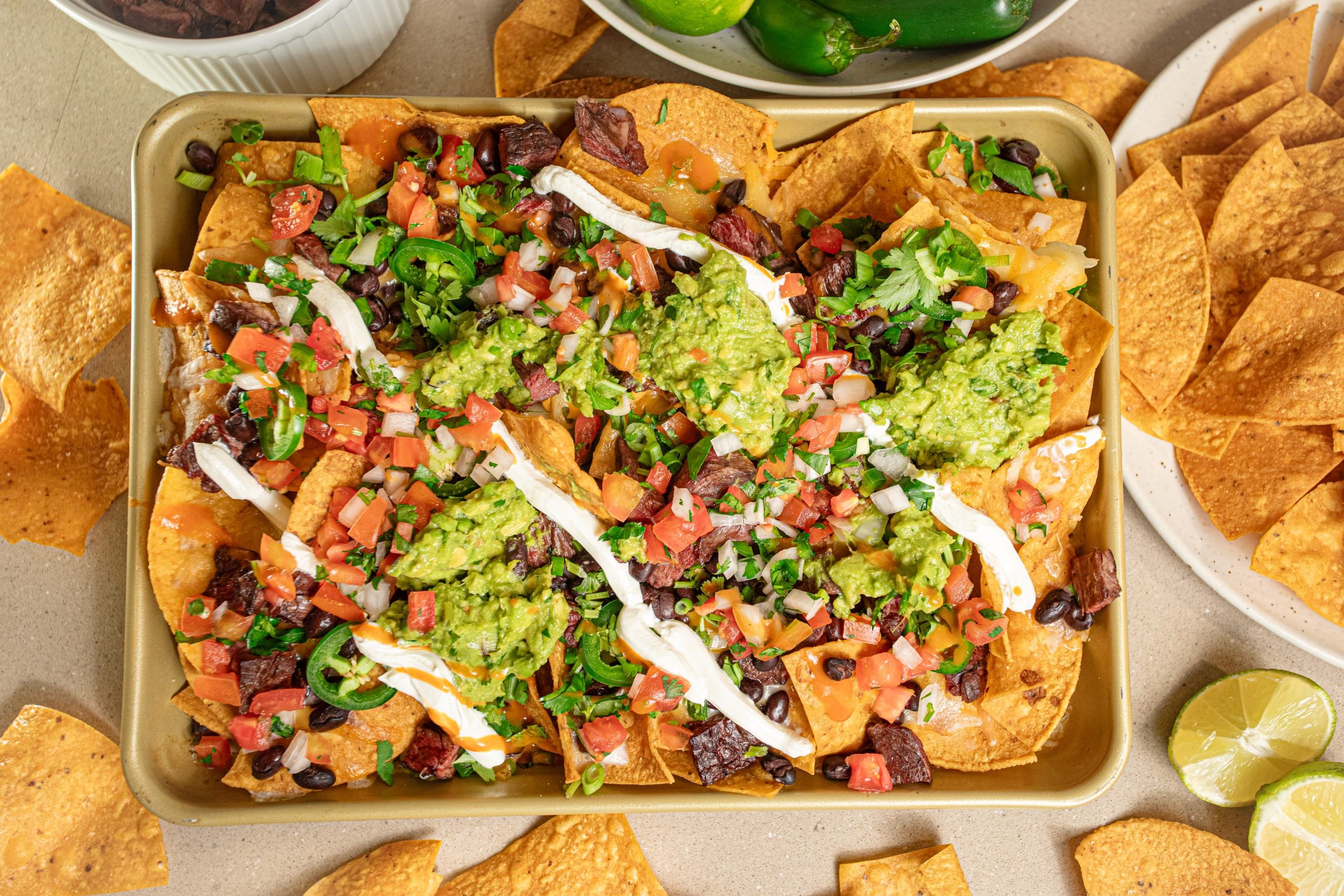 loaded nachos with habanero hot sauce