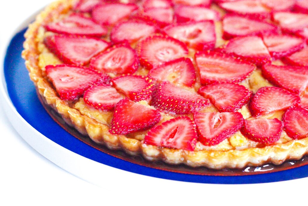 Basil Strawberry Balsamic Glaze Tart close up shot