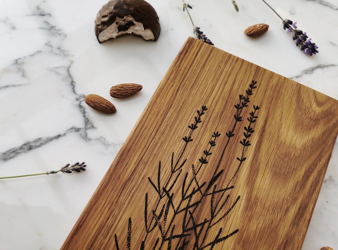 homemade blackberry lavender churros on a rustic wooden board