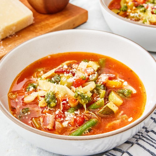 bowl of keto minestrone soup