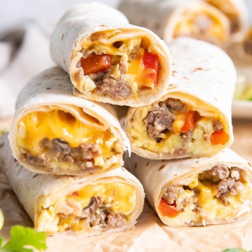 making breakfast burritos