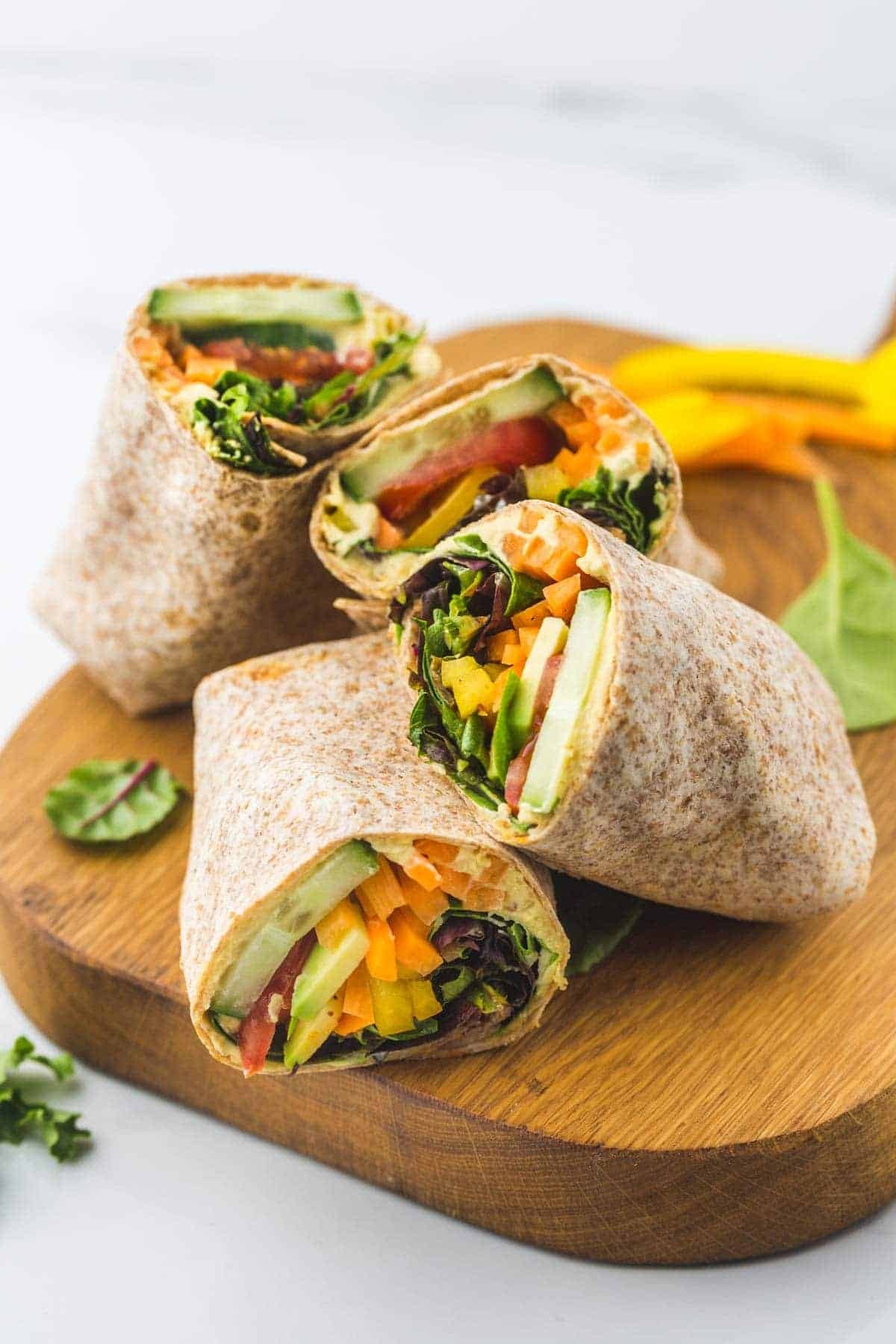 Leafy greens and hummus wrap