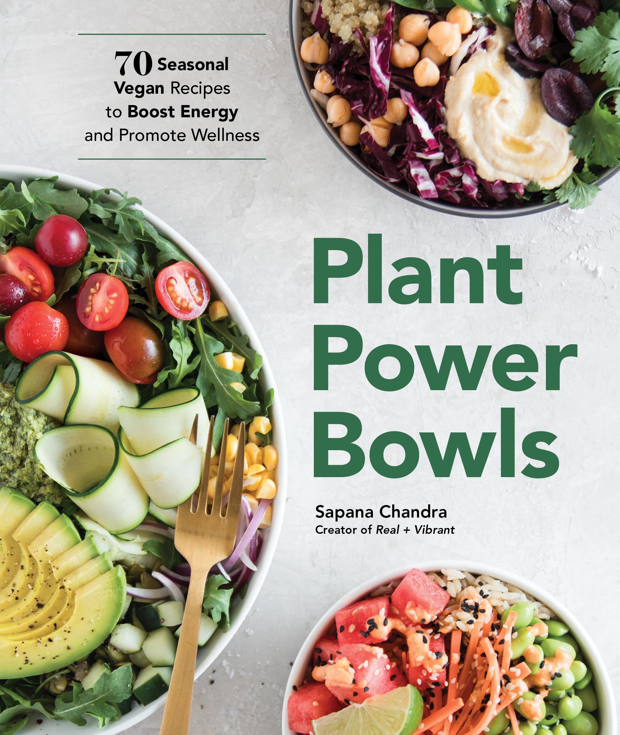 a vibrant vegan power bowl topped with hemp seeds and spirulina