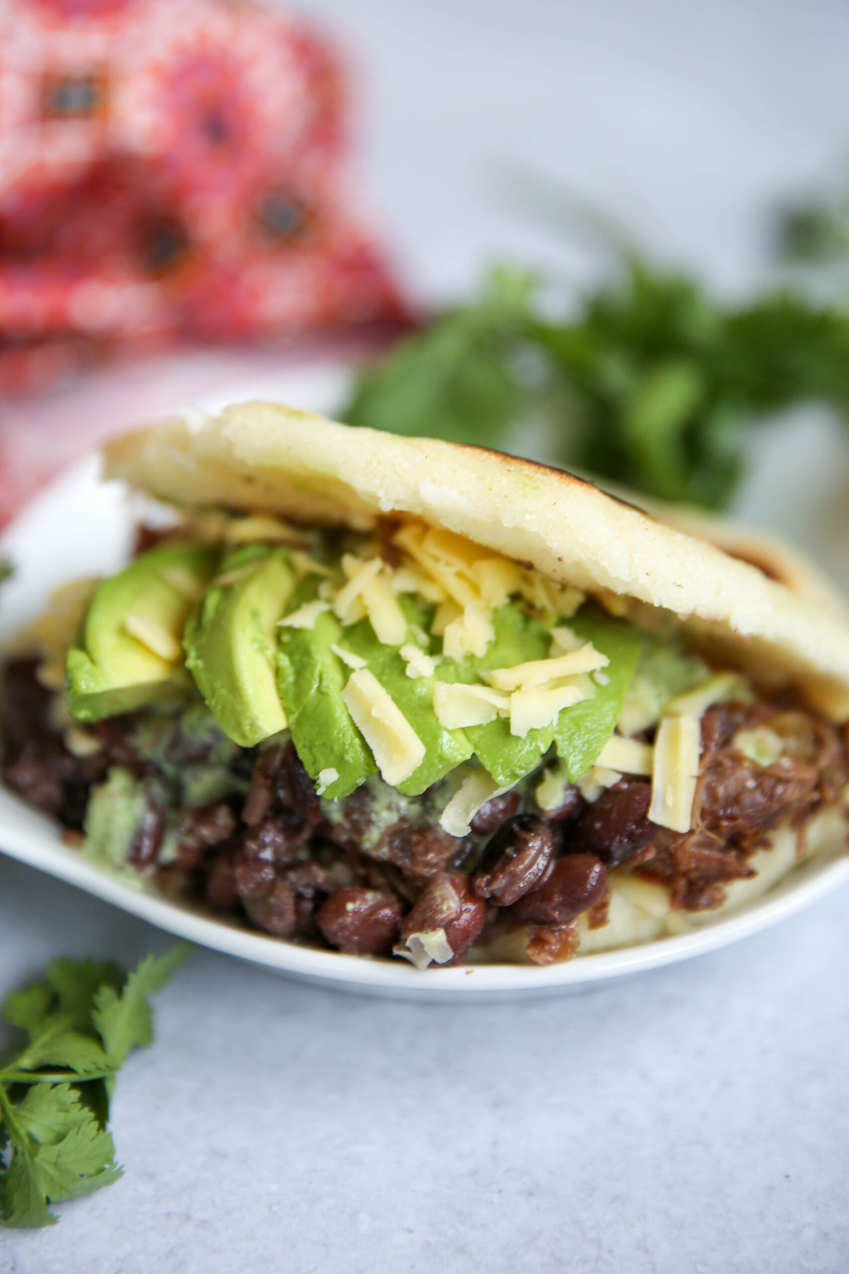 spicy shredded beef arepas