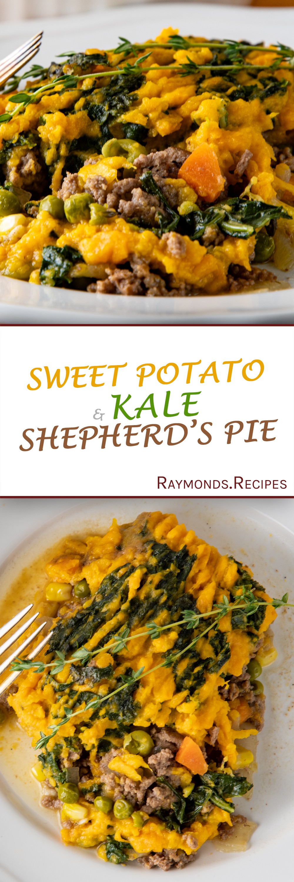 Kale and sweet potato shepherd's pie golden crust