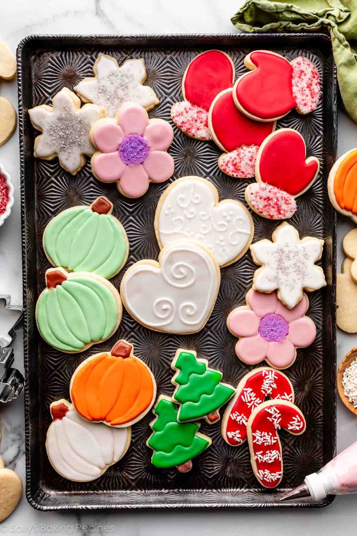 beautifully decorated shortbread cookies with intricate icing designs