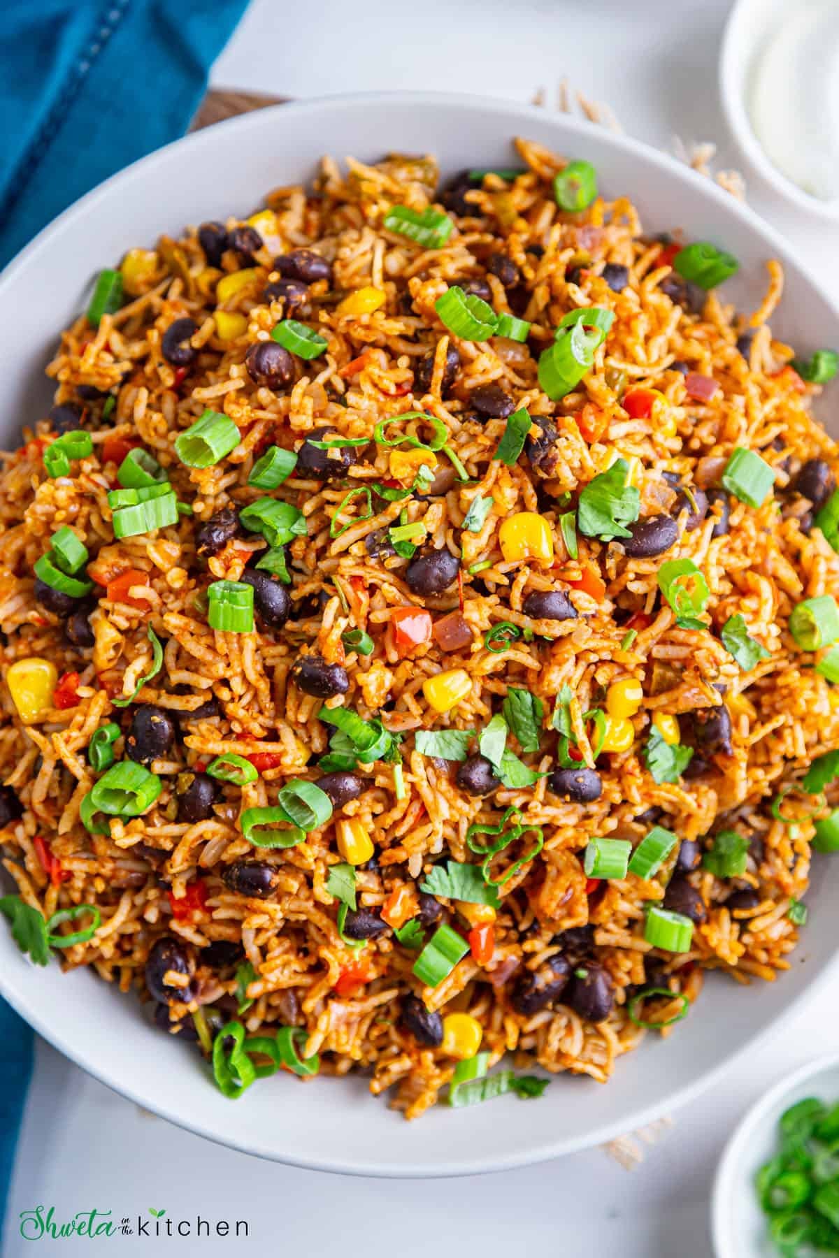Instant Pot Mexican Rice with Corn, vibrant colors, close-up shot