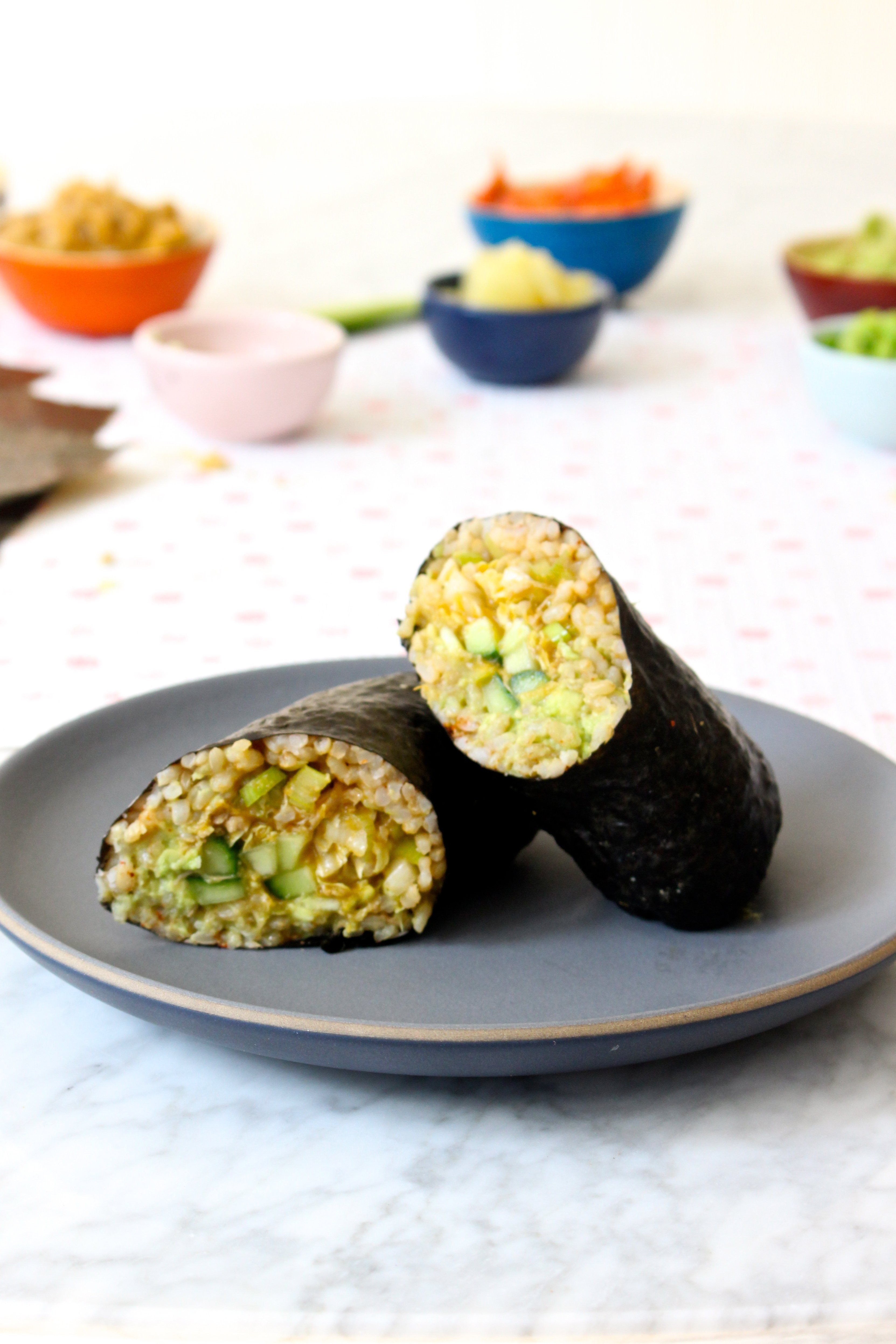 seaweed burrito on a plate