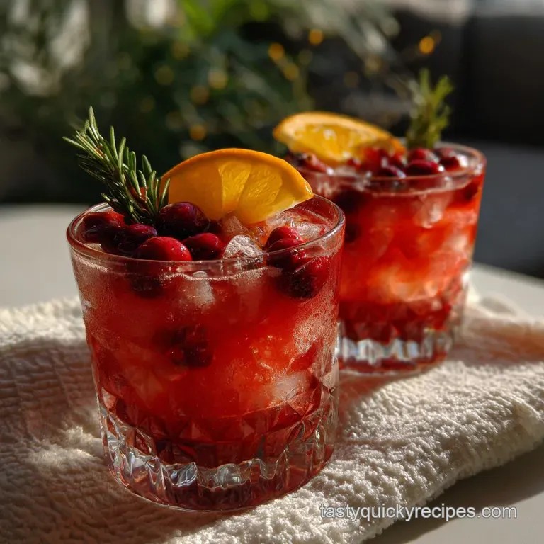 vibrant cran-orange cooler with ice and garnishes on a festive Friendsgiving table