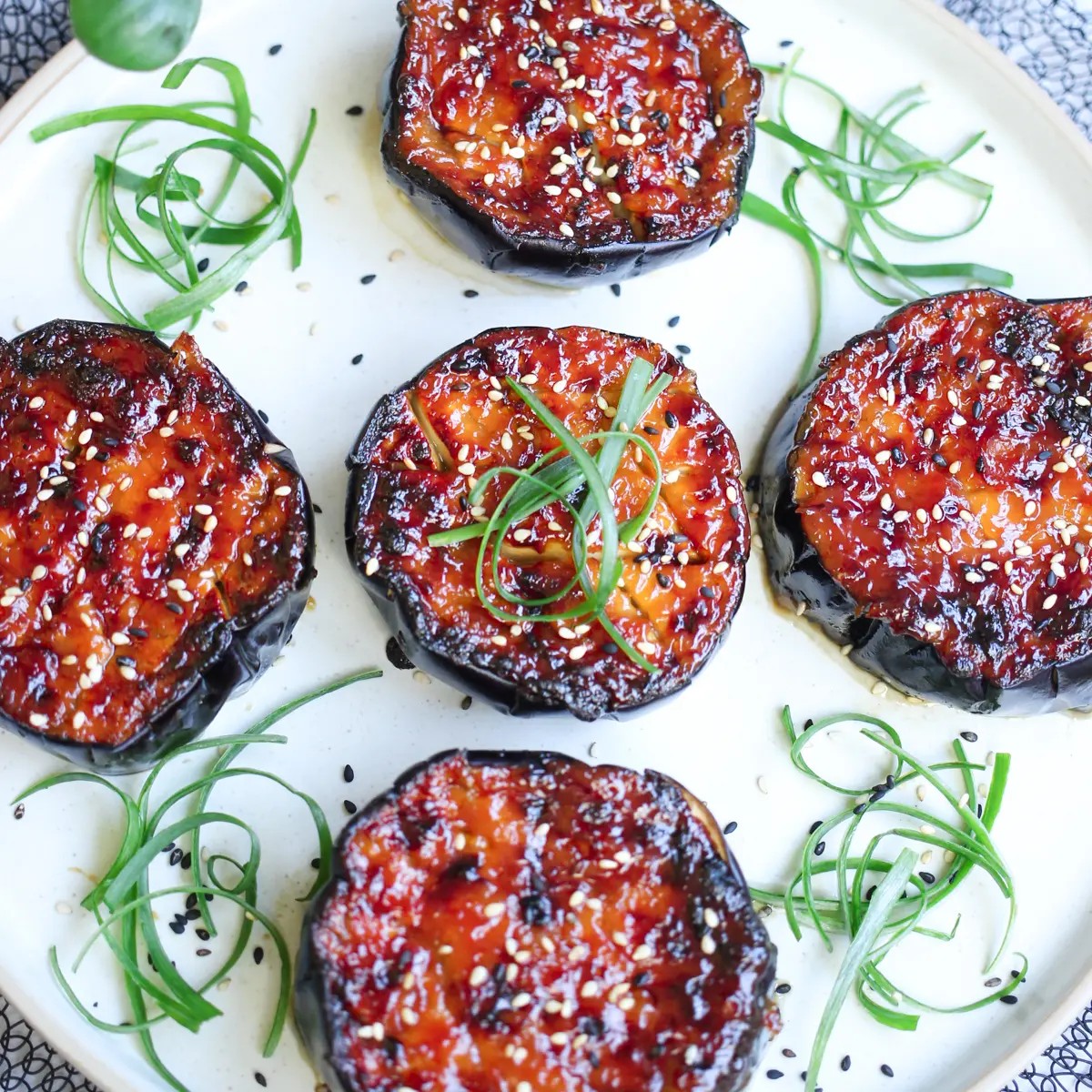 eggplant tempura with miso glaze