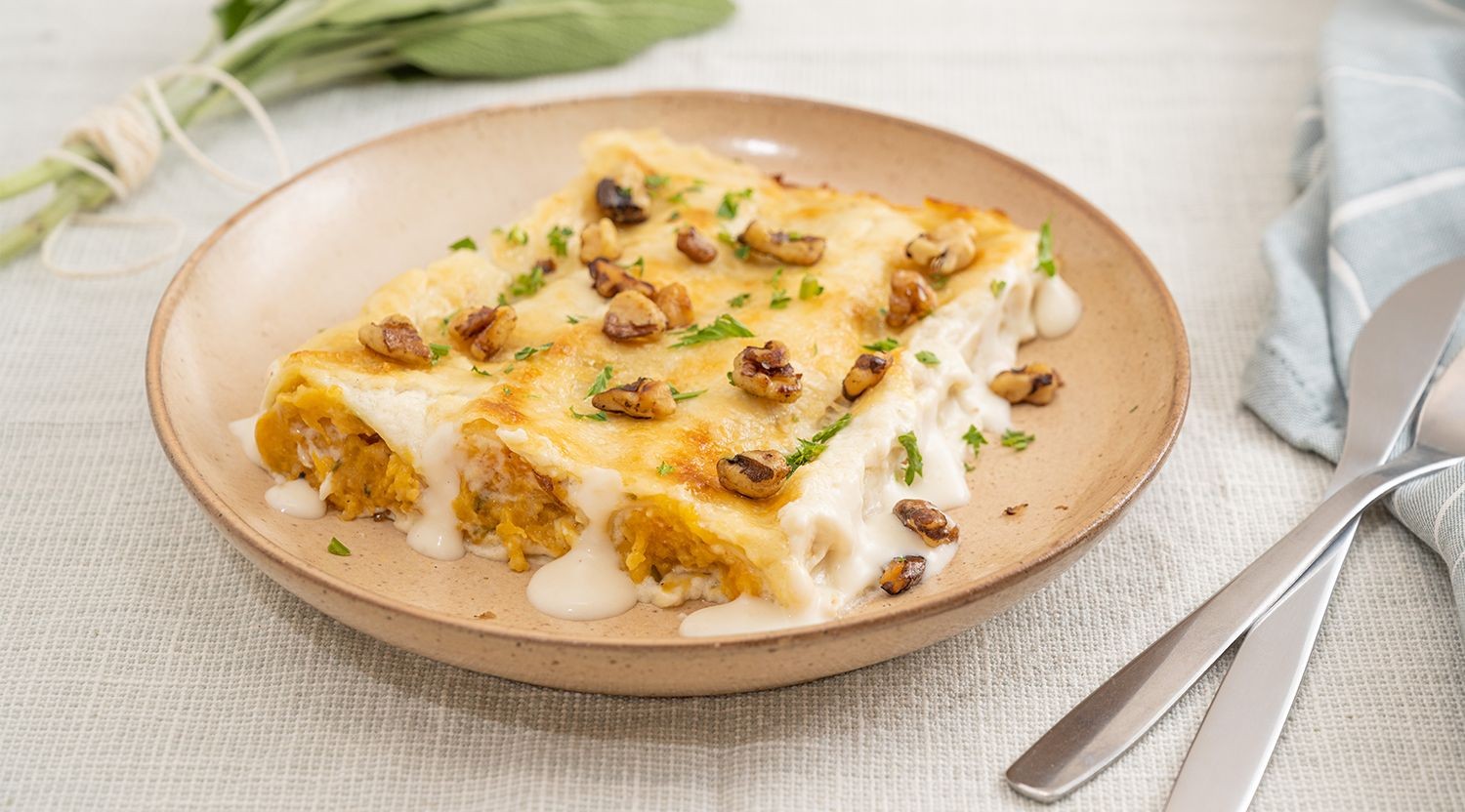 Butternut squash cannelloni with creamy sauce
