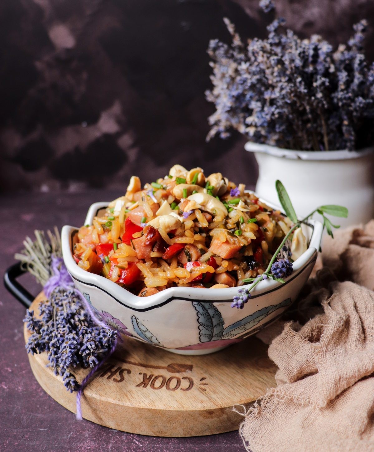 steaming rice with lavender and honey