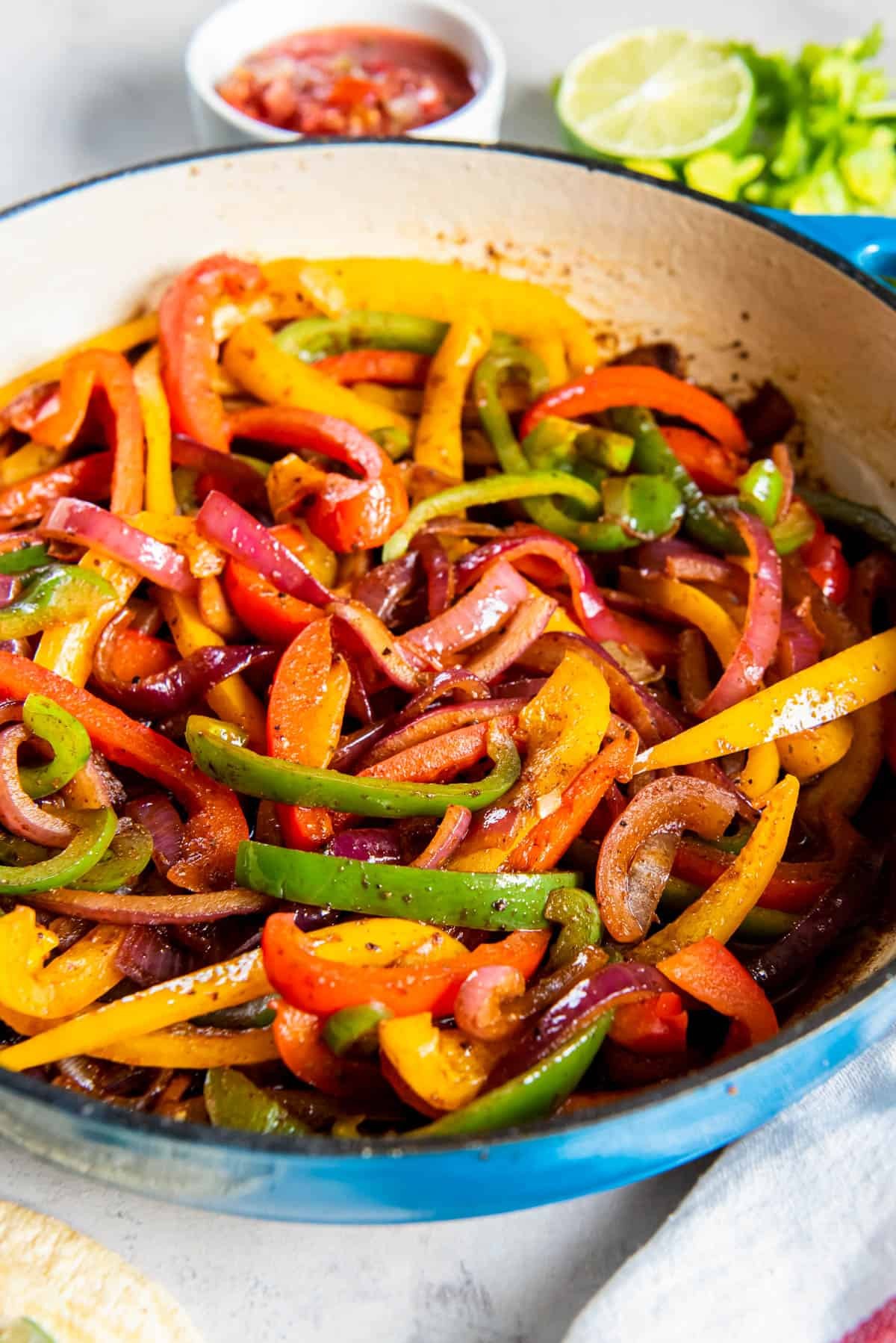 Garlic-Chili Sautéed Tex-Mex Vegetables in a skillet, vibrant colors