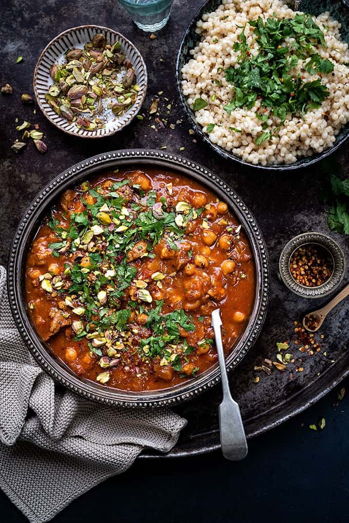Moroccan lamb tagine with apricots and aromatic spices