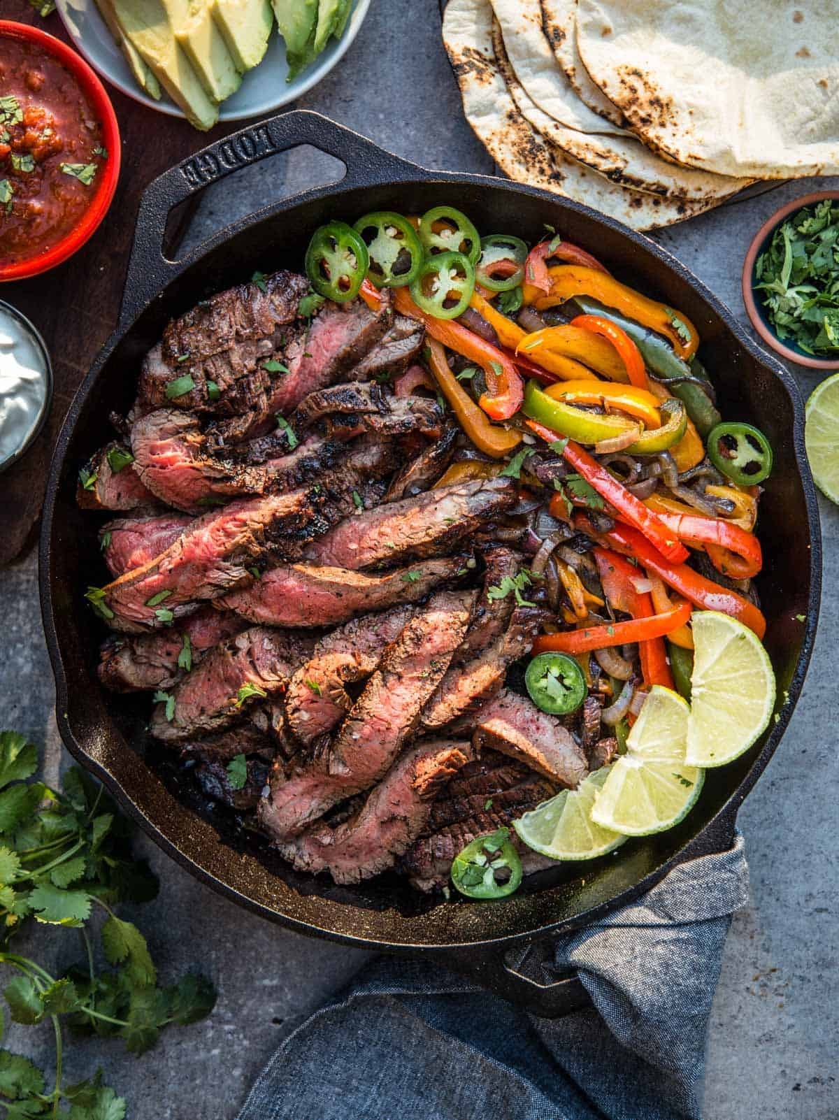 tequila lime grilled steak fajitas