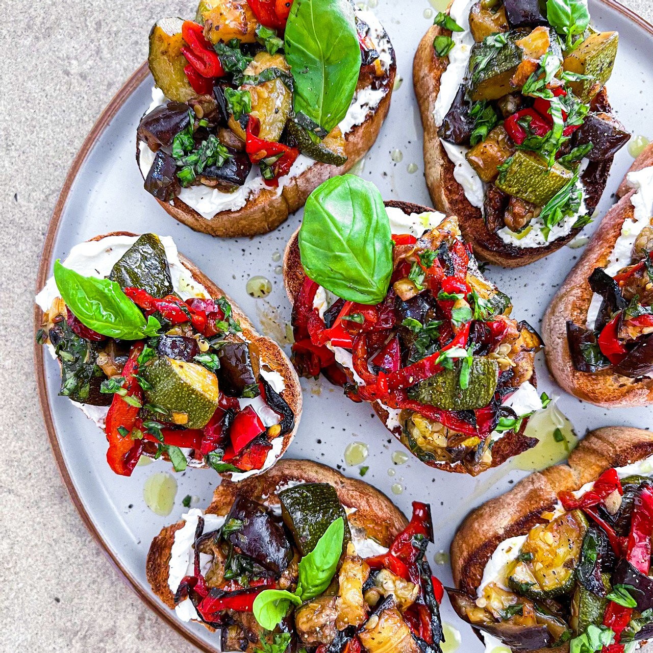 roasted vegetable bruschetta platter