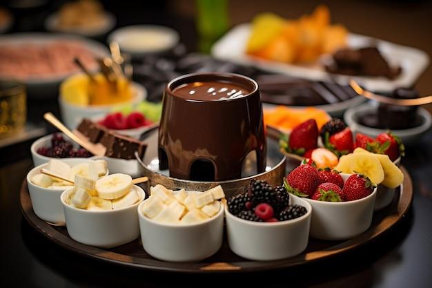 Close-up shot of a decadent Champagne and Raspberry Fondue