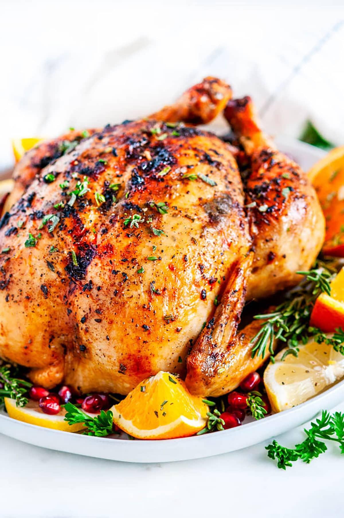 Roasted Thanksgiving turkey with herb and garlic butter